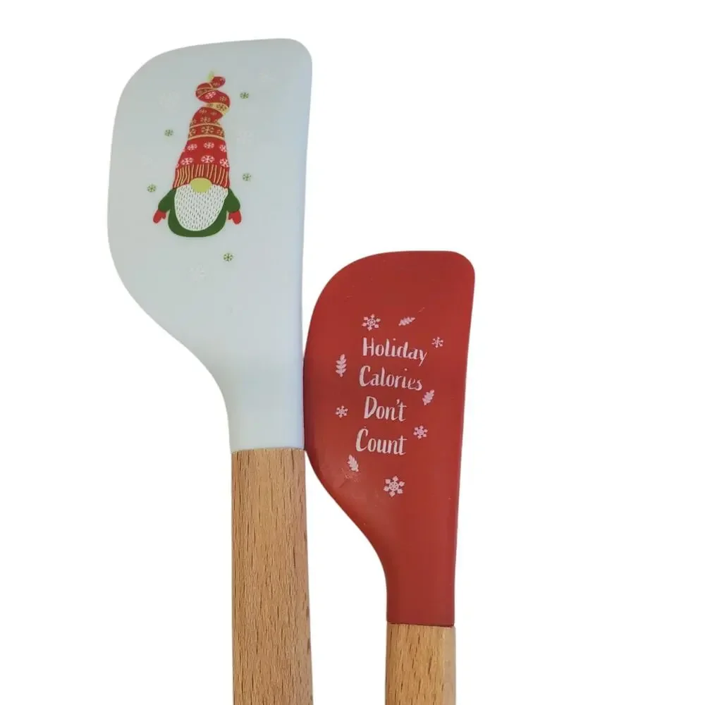 Gnome for Christmas Spatulas Holiday Calories Don't Count 2 Pack